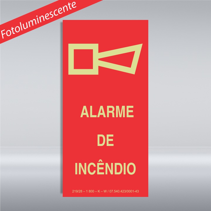 PLACA ALARME DE INCÊNDIO- PVC - FOTOLUMINESCENTE